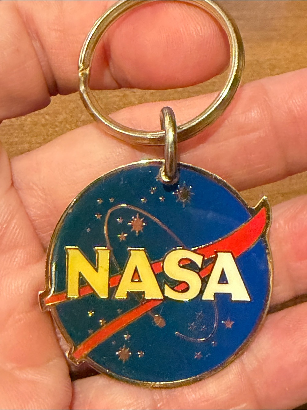 Vintage NASA Metal Keychain Round
